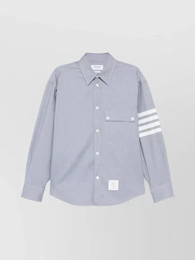 THOM BROWNE OVERSIZED FLANNEL SHIRT CONTRAST STITCH