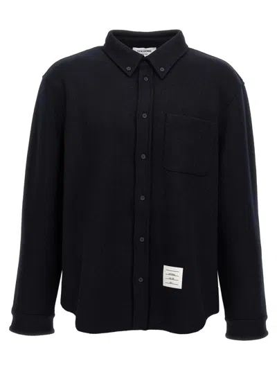 Thom Browne Oversized Herringbone Shirt In Black