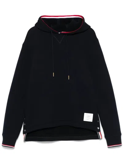 THOM BROWNE OVERSIZED HOODIE PULLOVER WITH RWB TIPPING STRIPE IN CHUNK,MJT544A.J0233 415 NAVY