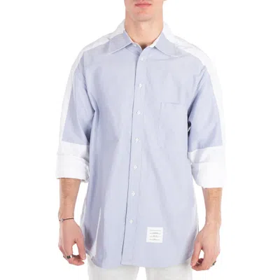 Thom Browne Oversized Long Sleeve Shirt W/halo In Oxford In Blue