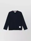 Thom Browne Oversized Long Sleeve T-shirt With Rwb Knit Trim In Black