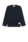 Thom Browne Oversized Long Sleeve T-shirt With Rwb Knit Trim In Black