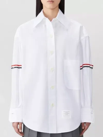 Thom Browne Oversized Point Collar Oxford Shirt Armbands In White