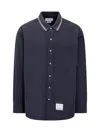 Thom Browne Oversized Cotton Flannel Shirt With Iconic Detail In Blue