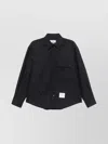 Thom Browne Oversized Shirt With Double Needle In Tweed In Black