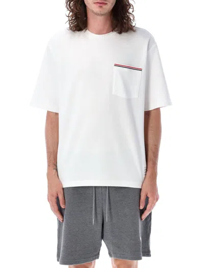 Thom Browne Oversized Short Sleeve Pocket Tee In Mil In White