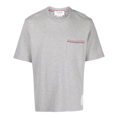 Thom Browne Oversized Short Sleeve Pocket Tee Men In Gray
