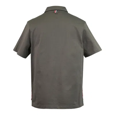 Thom Browne Oversized Short Sleeve Polo In Gray