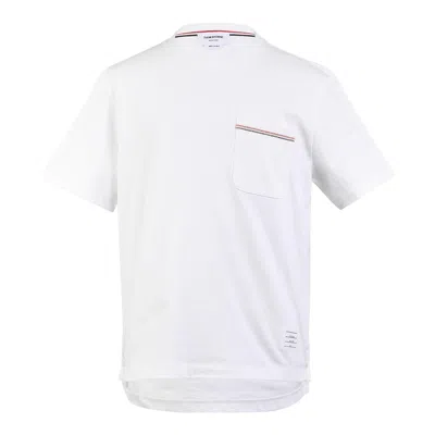 Thom Browne Short Sleeve Rib Cuff Polo In White