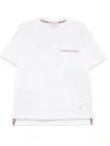 Thom Browne Oversized Short Sleeve Tee With Embroidered Rwb Pocket Trim In Heavy Jersey Clothing In White