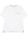 Thom Browne Oversized Short Sleeve Tee With Embroidered Rwb Pocket Trim In Heavy Jersey Clothing In White