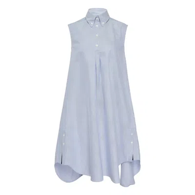 Thom Browne Sleeveless Oversized Shirt Midi Dress In Multi