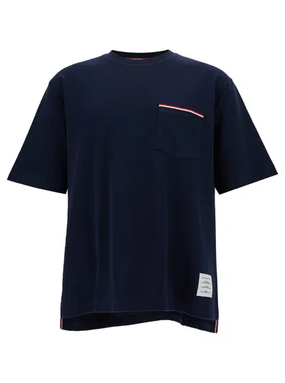Thom Browne Oversized S/s Pocket Tee In Navy