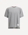Thom Browne Grey Crewneck T-shirt With Logo Patch On The Front And Striped Detail On The Rear In Cotton Man In Gray