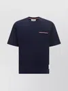 THOM BROWNE OVERSIZED T-SHIRT WITH CONTRAST TRIM AND PATCH POCKET