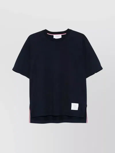 THOM BROWNE OVERSIZED T-SHIRT WITH RWB KNIT TRIM