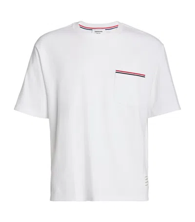 THOM BROWNE OVERSIZED TRICOLOUR POCKET T-SHIRT