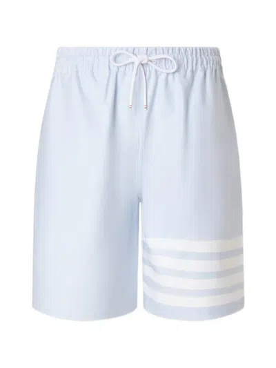 Thom Browne Oxford 4-bar Rugby Shorts In Blue