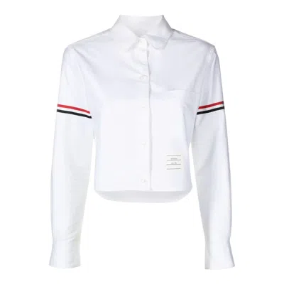 Thom Browne Oxford Armband Round Collar Cropped Shirt Women In White