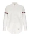Thom Browne Oxford Grosgrain Long-sleeved Shirt In White