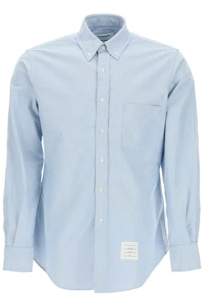 Thom Browne Shirt With Tricolor Band In Light Blue
