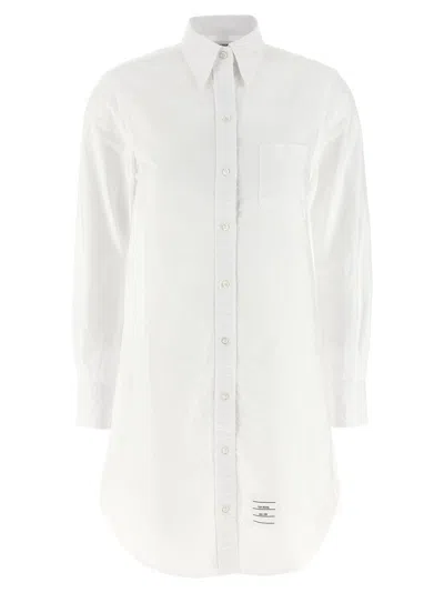 THOM BROWNE OXFORD COTTON MINI SHIRT DRESS