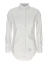 Thom Browne Oxford Cotton Shirt With Curved Hem In White