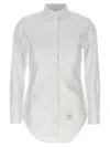 Thom Browne Oxford Cotton Shirt With Curved Hem In White