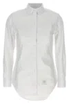 Thom Browne Oxford Cotton Shirt With Curved Hem In Neutral