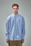 Thom Browne Collared Shirt With Cuffs And Pocket In Blue
