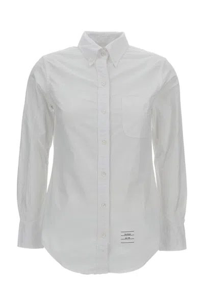 Thom Browne Oxford Long-sleeved Shirt With Button-down Collar In White