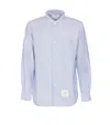 Thom Browne Light Blue Shirt With Button-down Collar And Striped Rwb Detail On The Rear In Blue