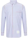 Thom Browne Camicia Button Down Con Finiture In Gros Grain In Blue