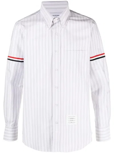 Thom Browne Oxford Shirt With Striped Grosgrain Band In White