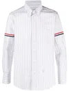 Thom Browne Oxford Shirt With Striped Grosgrain Band In White