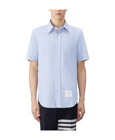 Thom Browne Oxford Short-sleeved Shirt In Blue