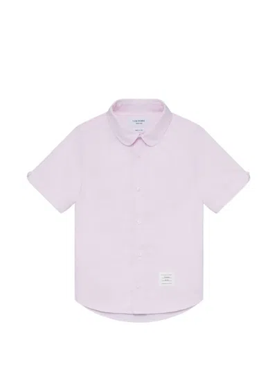 Thom Browne Kids' Oxford Short-sleeve Shirt In Pink