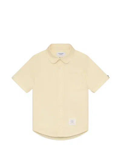 Thom Browne Kids' Oxford Short-sleeve Shirt In Yellow