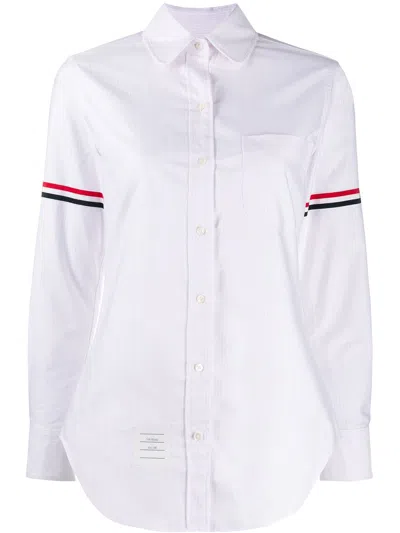 Thom Browne Cotton Shirt With Striped Arm Detail In White