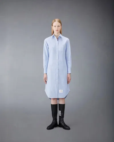 Thom Browne Blue Oxford Stripe Shirt Midi Dress In Light Blue