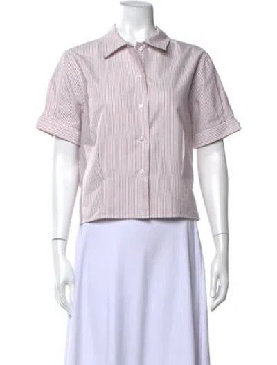 Pre-owned Thom Browne Oxford Striped Striped Button-up Top In White