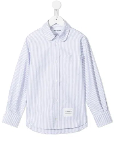 Thom Browne Kids' Oxford University Stripe Classic Shirt In Grey