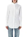 Thom Browne Shirt With Back Loop Detail And Chest Pocket In White