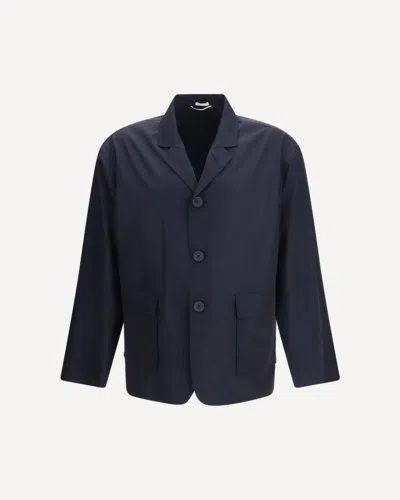 Thom Browne Packable Logo Print Jacket In Blue