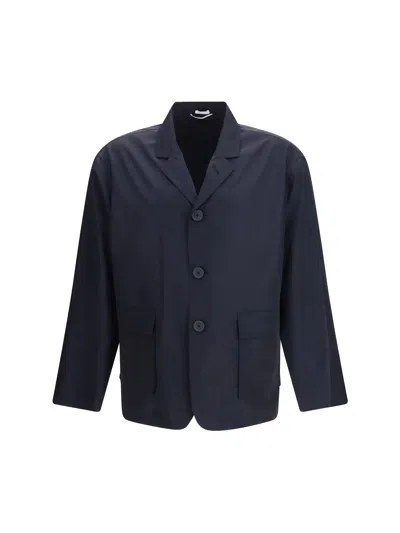 Thom Browne Packable Logo Print Jacket In Blue