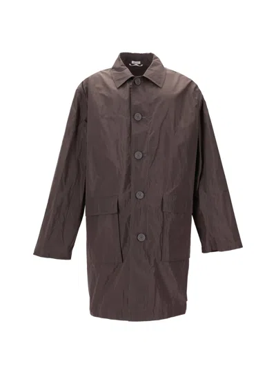 Thom Browne Packable Smock W/ Logo Print (35") In Light Memory Tech In Gray