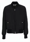 Thom Browne Padded Black Bomber Jacket With Gold Zipper And Ribbed Details In Black