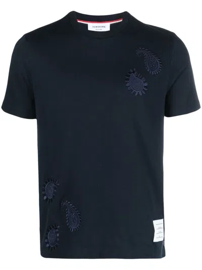 Thom Browne Wool T-shirt In Blue