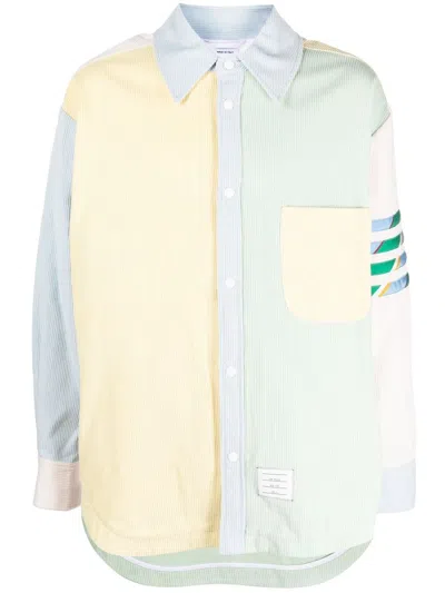 Thom Browne Panelled-design Pastel Shirt In Green