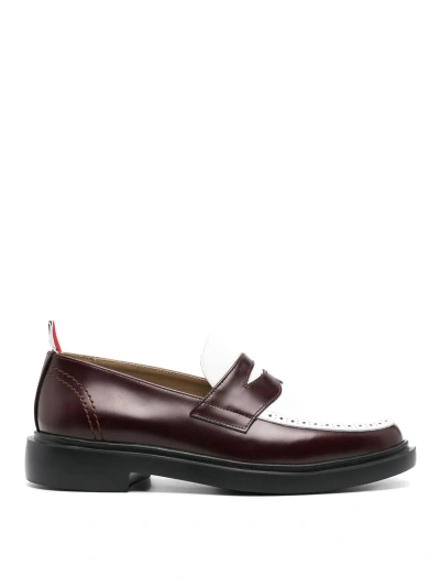 Thom Browne Panelled Leather Loafers In Red